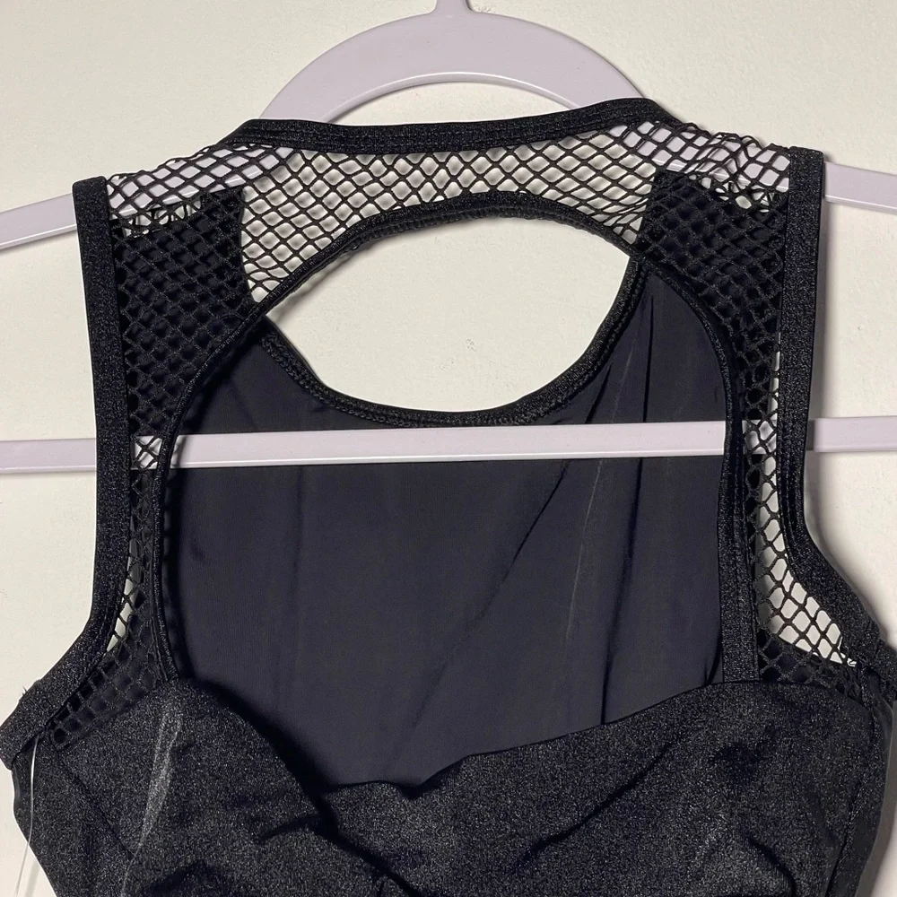 Double Platinum Vogue Sculptural Leotard Elegant Black dance performance Leo